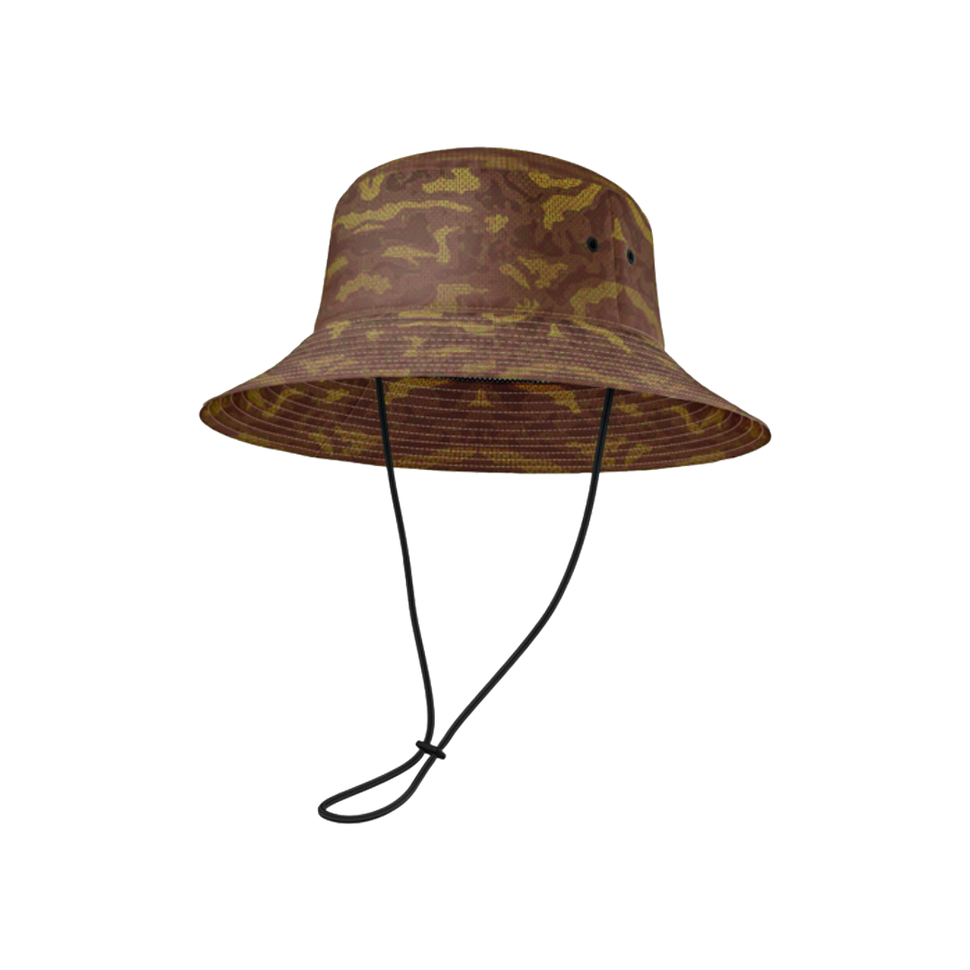 Sublimated Summer Fishing Bucket Hats w/ Adjustable Drawstring