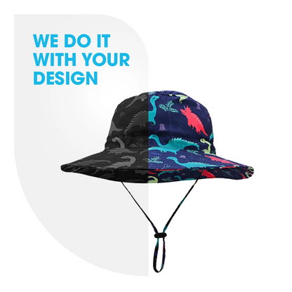 Sublimated Summer Fishing Bucket Hats w/ Adjustable Drawstring