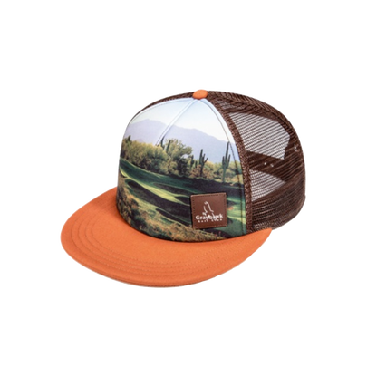 Flat Bill Trucker Mesh Cap w/ Sublimated Crown
