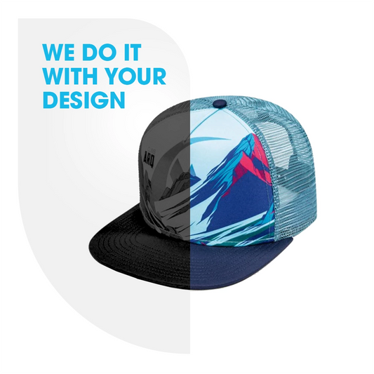 Flat Bill Trucker Mesh Cap w/ Sublimated Crown