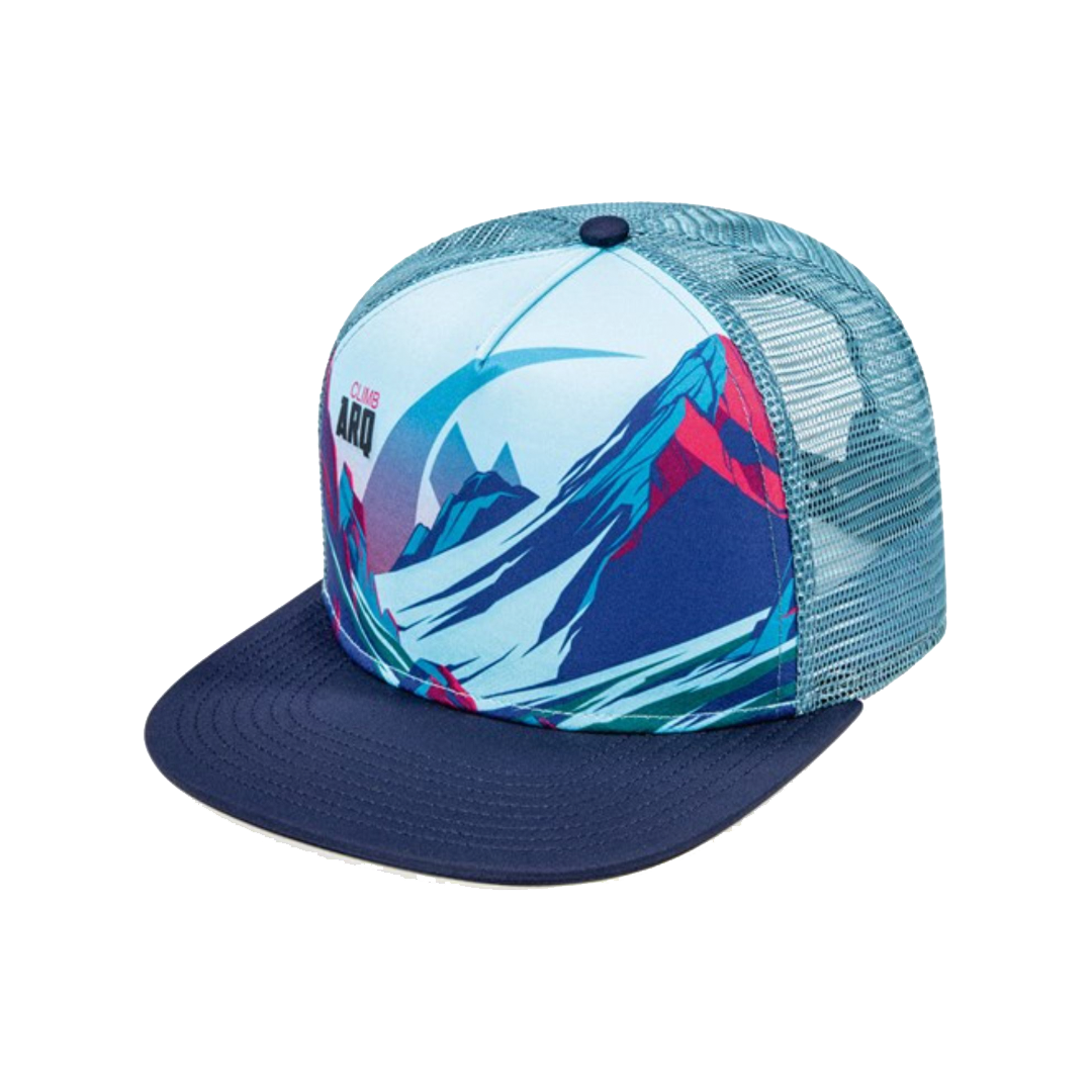 Flat Bill Trucker Mesh Cap w/ Sublimated Crown